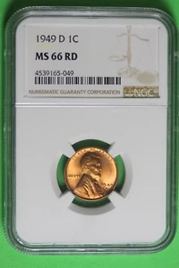 1949 D- MS66 RD NGC LINCOLN WHEAT CENT #B36090 - Picture 1 of 2