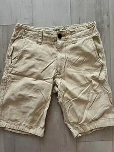 Aeropostale Mens Khaki Stretch Shorts Size 29 Classic Fit Button Zipper Shorts - Picture 1 of 3