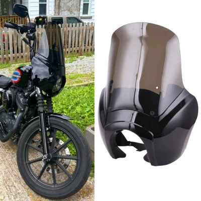 Carenado de faros de motocicleta de 6" con parabrisas de humo de 15" para Harley Dyna 06-17 Foto 1 de 4