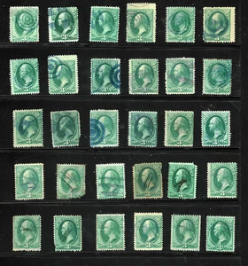 Collection Color Pen & Fancy Cancels 3 Cent Washington Banknotes 1871-83 US 26-9 - Picture 1 of 3