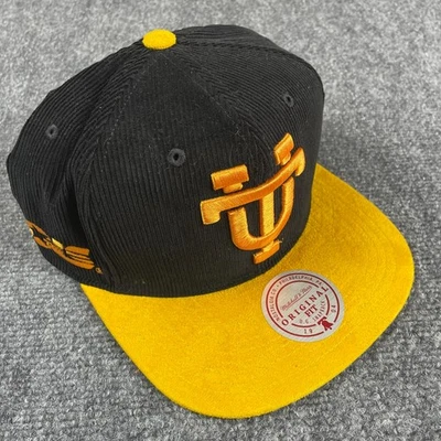 Tennessee Vols NCAA Mitchell & Ness Corduroy Suede Snapback Hat Black Yellow NWT - Image 1 of 4