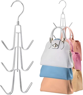 Purse Hanger for Closet, Rotatable Bag Organizer, 6 Storage Capacity Space Savin - Image 1 of 4