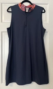 Tommy Bahama Golfkleid XL ärmellos tropisch Blumenbesatz Performance blau cool - Bild 1 von 7
