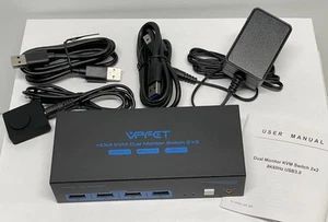8K HDMI KVM Switch for 2 Monitors 2 Computers Dual Monitor Support 8K@60Hz SW221 - Picture 1 of 3