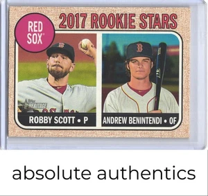 2017 Topps Heritage Red Sox Robby Scott Andrew Benintendi RC - Foto 1 di 2