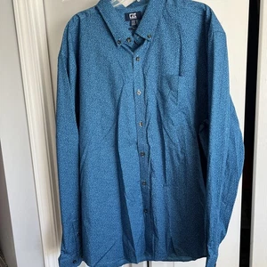Men’s Cutter & Buck XXXL Stretch Blue Button Up Shirt Long Slvs 100% Cotton - Picture 1 of 9