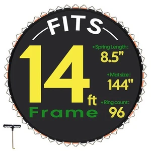 Trampolin Sprungmatte Ersatz, passt 14 Fuß Rahmen mit 96 V-Ringen 8 Reihen Stich - Bild 1 von 9