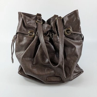 Cole Haan Brown Leather Purse Womens Drawstring Hobo Satchel Handbag Damaged - Image 1 of 4
