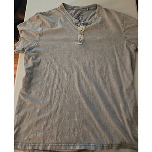 Camiseta gris cuello henley manga corta L Sugar Magic de Lucky Brand para hombre - Imagen 1 de 6