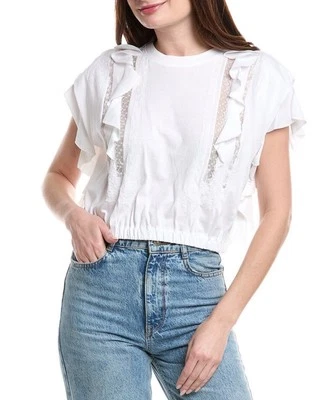 Nuevo con etiquetas Top corto Valentino blanco con volantes de encaje talla M - $1300 al por menor Foto 1 de 4