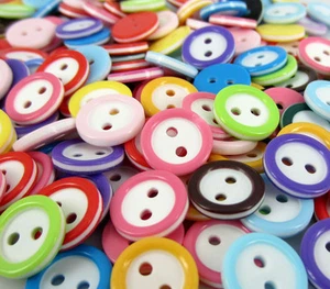 Wholesale 200pcs Mixed Colors Resin Buttons Fit Sewing or Scrapbooking DIY 11mm - Picture 1 of 1