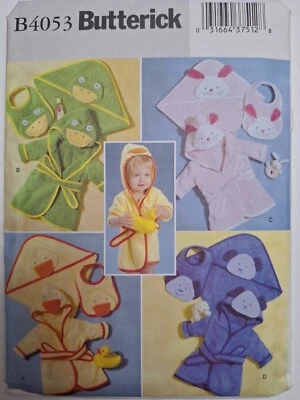 Bath Robe Hooded Towel Bib Bath Set Baby Butterick B4053 4053 Sewing Pattern - Image 1 of 4