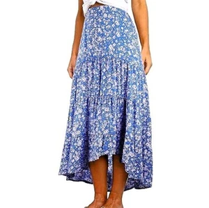 NWT PrettyGarden Rayon Skirt Womens Medium Floral Pull On Midi High Low Hem - Picture 1 of 14