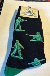 Sock Harbor Novelty Socks Men's Green Army Men Toy Soldiers NWT's - Picture 1 of 1