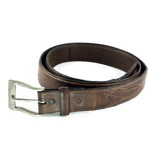 3D Herren Gr. 46 Leder Gürtel Braun Vintage Freizeit Vintage Golf Business Silber - Bild 1 von 9