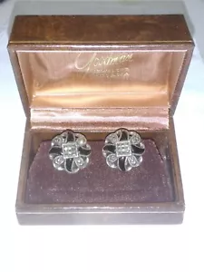 Signierte HAN 925 Sterling Silber Markasiten Ohrringe Clip On Vintage Nachlass - Bild 1 von 8