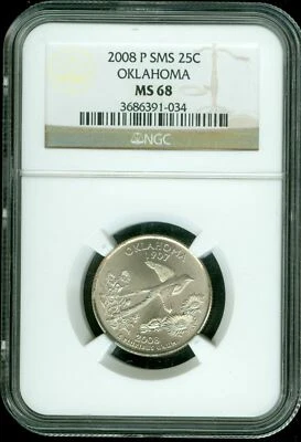 2008 P OKLAHOMA QUARTER NGC MS68 SMS 2ND FINEST REGISTRY RARE * - Image 1 of 4
