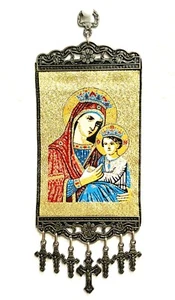 Virgen y Niño - Jesús - Icono Cristiano Dorado - Santísima Virgen Colgante Tapiz Regalo - Imagen 1 de 12