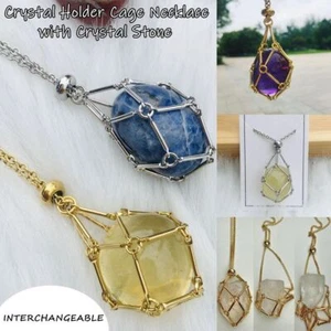 Interchangeable Crystal Holder Cage Necklace Stone Holder Necklace Party - Picture 1 of 14