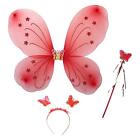 Girls Fairy Costume Set Butterfly Wing Kids Elf Cosplay Angel Wand Dress up