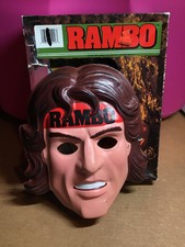 Vintage 1986 Collegeville RAMBO Halloween Mask Costume & Box Sly Stallone