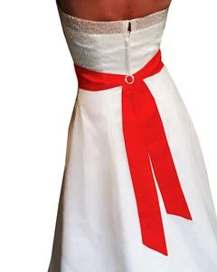 ROJO BRILLANTE Satén Boda Elegante Vestido Fiesta Cinta Faja Envoltura Cinturón Banda Arco - Imagen 1 de 19