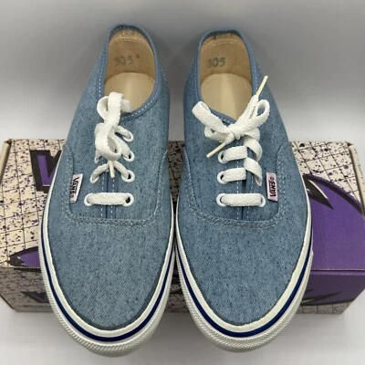 De colección 1990 Vans INDIGO DENIM AZUL MARINO FOXIN Zapatos de Cubierta para Hombres 6 Hechos en EE. UU. EN CAJA RAROS Foto 1 de 4