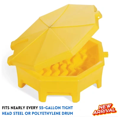 Drum Funnel w/ Lid for Pouring Waste Oil 55 Gallon Drum Rain Barrel Anti Splash - Image 1 of 4