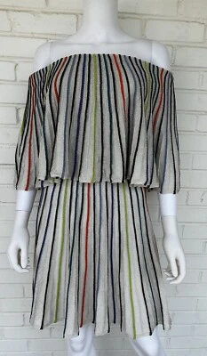 M Missoni Multicolored Stripe Flounce Knit Dress Lurex Women's Size 38 US XS - Image 1 of 4
