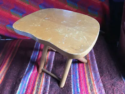 Wooden Fold N Carry Stool, Nevco, Yugoslavia 1950s. As Is 12 X8  Seat • 45£