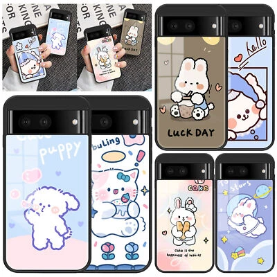 ​Tempered Glass Cat Rabbit Phone Case For Google Pixel 9 8 7 6A 8A 7A Asus ROG 7 - Image 1 of 4