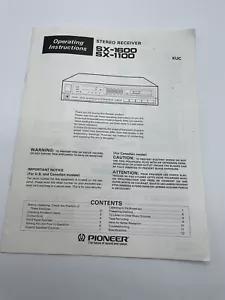 Manual del receptor Pioneer SX-1600/Pioneer SX-1100, original - Imagen 1 de 3