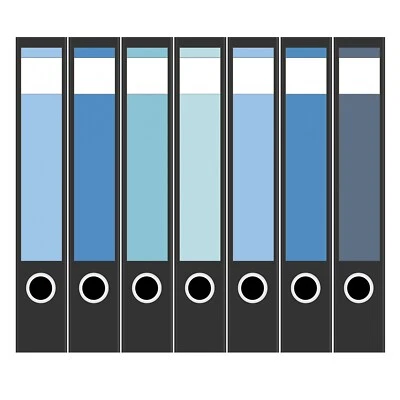7 Ordneretiketten selbstklebend 19x3,7 cm – Aufkleber für Ordner – Blau Mix - Bild 1 von 3