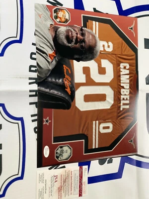Earl Campbell Signed 11x14 Photo Texas Longhorns Jersey JSA COA - Image 1 of 2