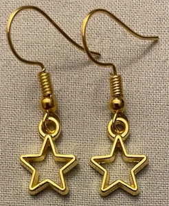 TINY STAR EARRINGS - Gold-toned Pewter with Gold Plated Ear Wires - Picture 1 of 4