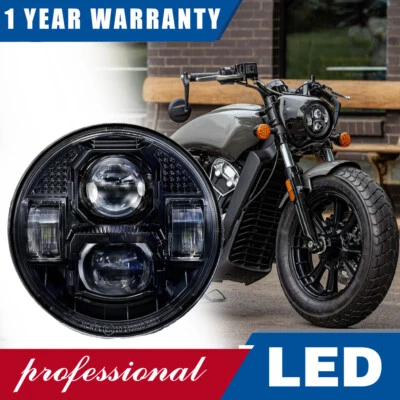 5-3/4" 5.75" LED Headlight For Indian Scout Bobber 2017-2021 W/DRL,High Low lamp - Image 1 of 4