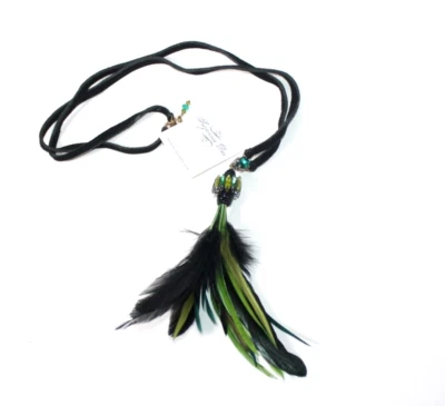 Collares Suzanna Dai chapados en oro pluma cristal multicolores moda mujer Foto 1 de 4