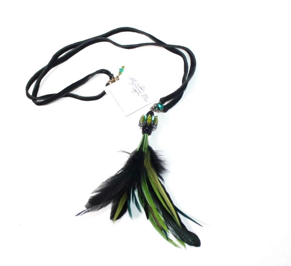 Collares Suzanna Dai chapados en oro pluma cristal multicolores moda mujer Foto 1 de 4