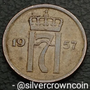 Norway 1 Ore 1957. KM#398. Bronze One Cent coin. King Haakon VII. - Picture 1 of 7
