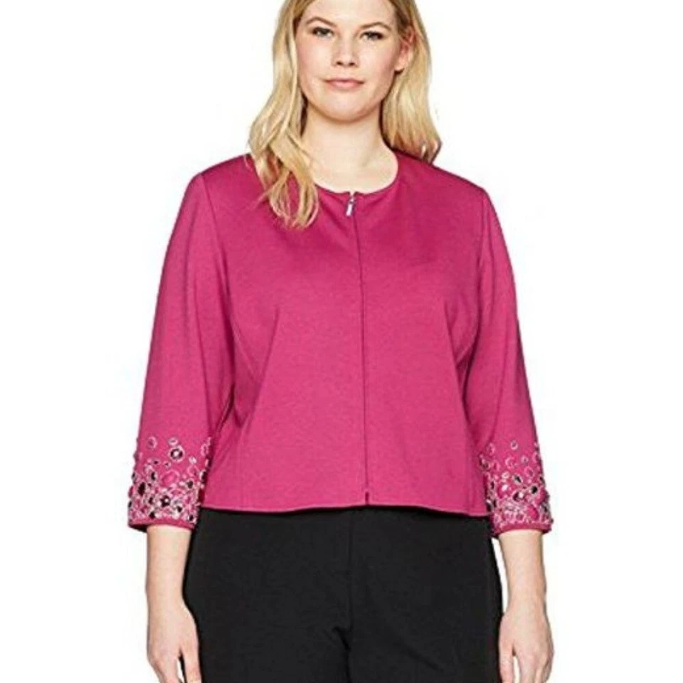 "ANNE KLEIN" ORCHID EMBELLISHED 3/4 SLEEVES PLUS SIZE JACKET BLAZER SIZE: 1X NWT - Image 1 of 3
