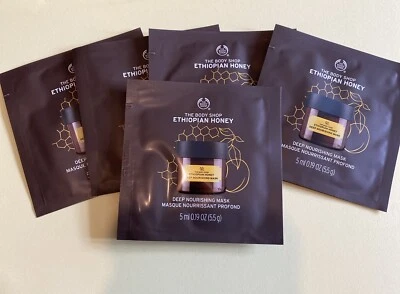 the body shop mask Ethiopian Honey Deep Nourishing Mask 5ml sample X 5 - Image 1 of 3