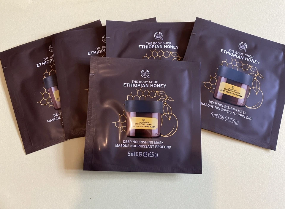 the body shop mask Ethiopian Honey Deep Nourishing Mask 5ml sample X 5 - Image 1 of 3