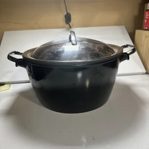 GREEN PAN 5Q 3 Pc. HOT POT CASSEROLE Black Stainless Steel Lid Ceramic UNUSED - Picture 1 of 11