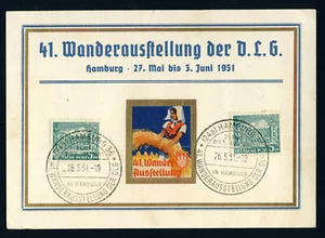 WEST GERMANY 1951 Postcard HAMBURG to FLENSBURG SG B37 - Picture 1 of 2