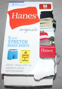 Hanes Boys stretch Boxer Briefs Black and gray, Size M 10-12, 5 Pack - Picture 1 of 2