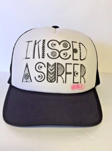 O'Neill I Kissed a Surfer Snapback Trucker Hat Cap Mesh Foam Black White - Picture 1 of 12