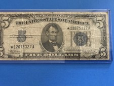 1934 C  $5 Five Dollar Silver Certificate STAR NOTE..