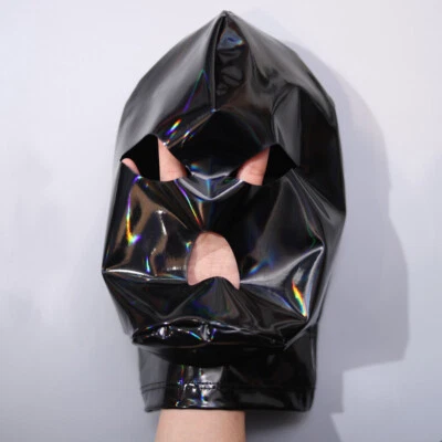 Máscara de cabeza de amoníaco de látex brillante capucha de cuero para fiesta de Halloween juegos con disfraces Foto 1 de 4