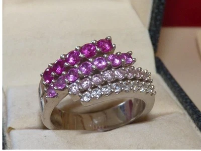 bague ancienne argent massif 925 + maitre, sertie de pierres rubis  - Photo 1/4