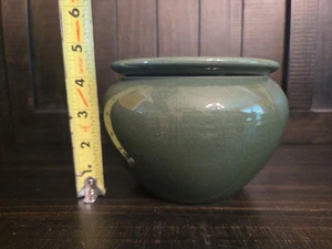 Medium 6" Self-Watering Pot Ceramic New England Pottery Crackle Green Glazed - Picture 1 of 11